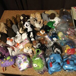 LOT OF 45 MCDONALDS PLUSH TOYS AMAZING WILDLIFE ANIMAL PALS SILLY SLAMMERS BABE